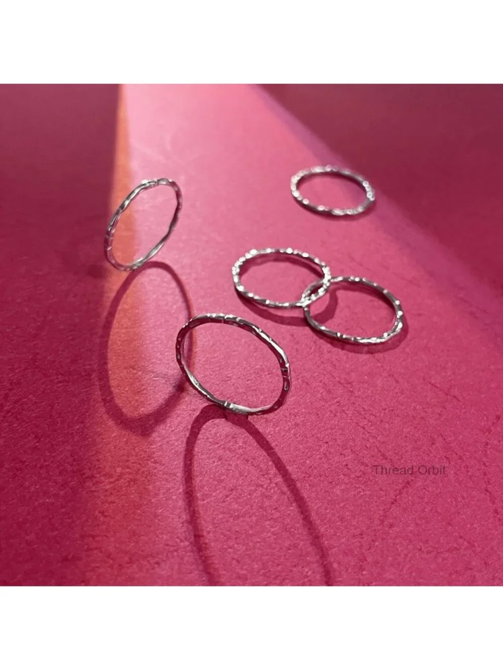 925 Sterling Silver Hammered Thin Knuckle Midi Stacking Ring Set Minimalist